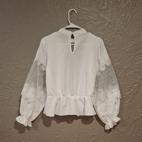 Story On Cream Long Sleeve Ruffled Peplum Blouse - Picture 8 of 8